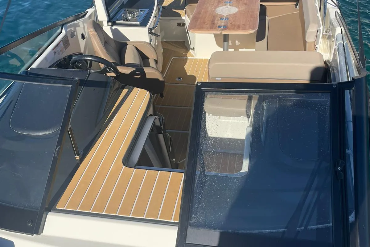 Deck of Quick, a Quicksilver Activ 755 CR motorboat at Tribunj, Croatia