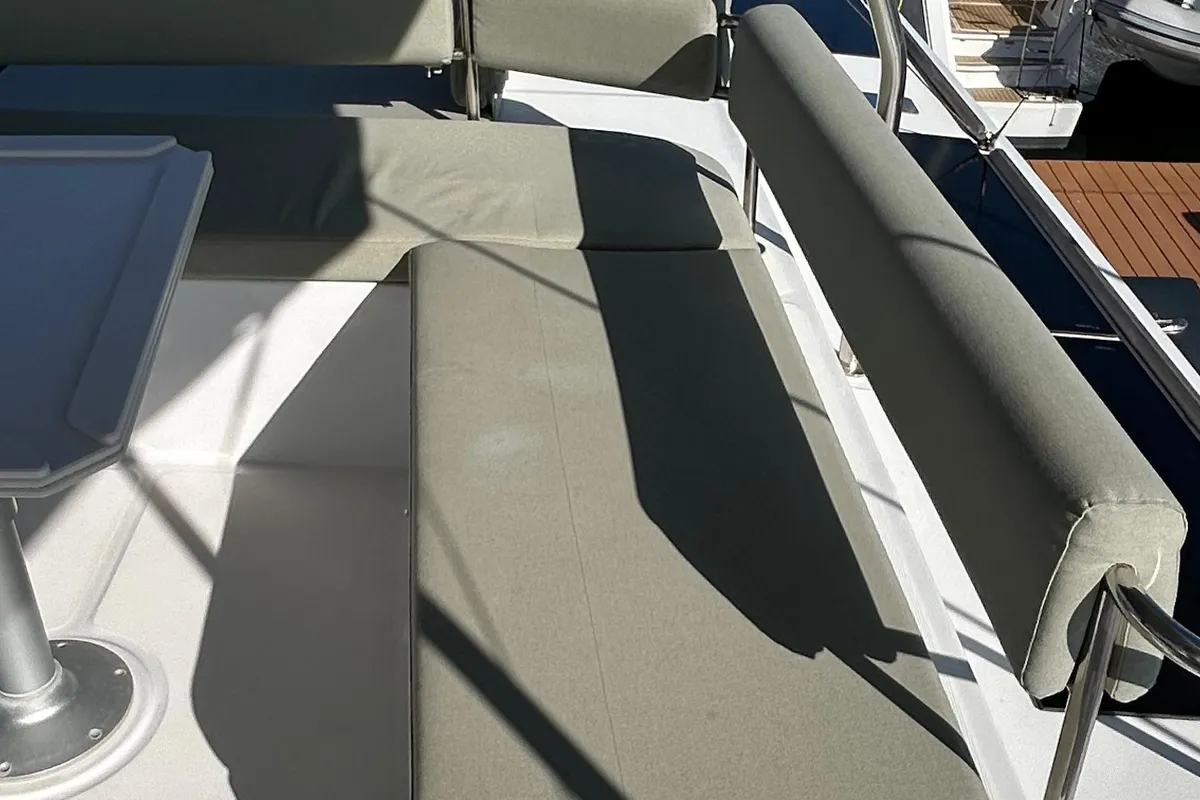 Deck of Italy, a Bali 5.4 catamaran at Capo d'Orlando, Italy