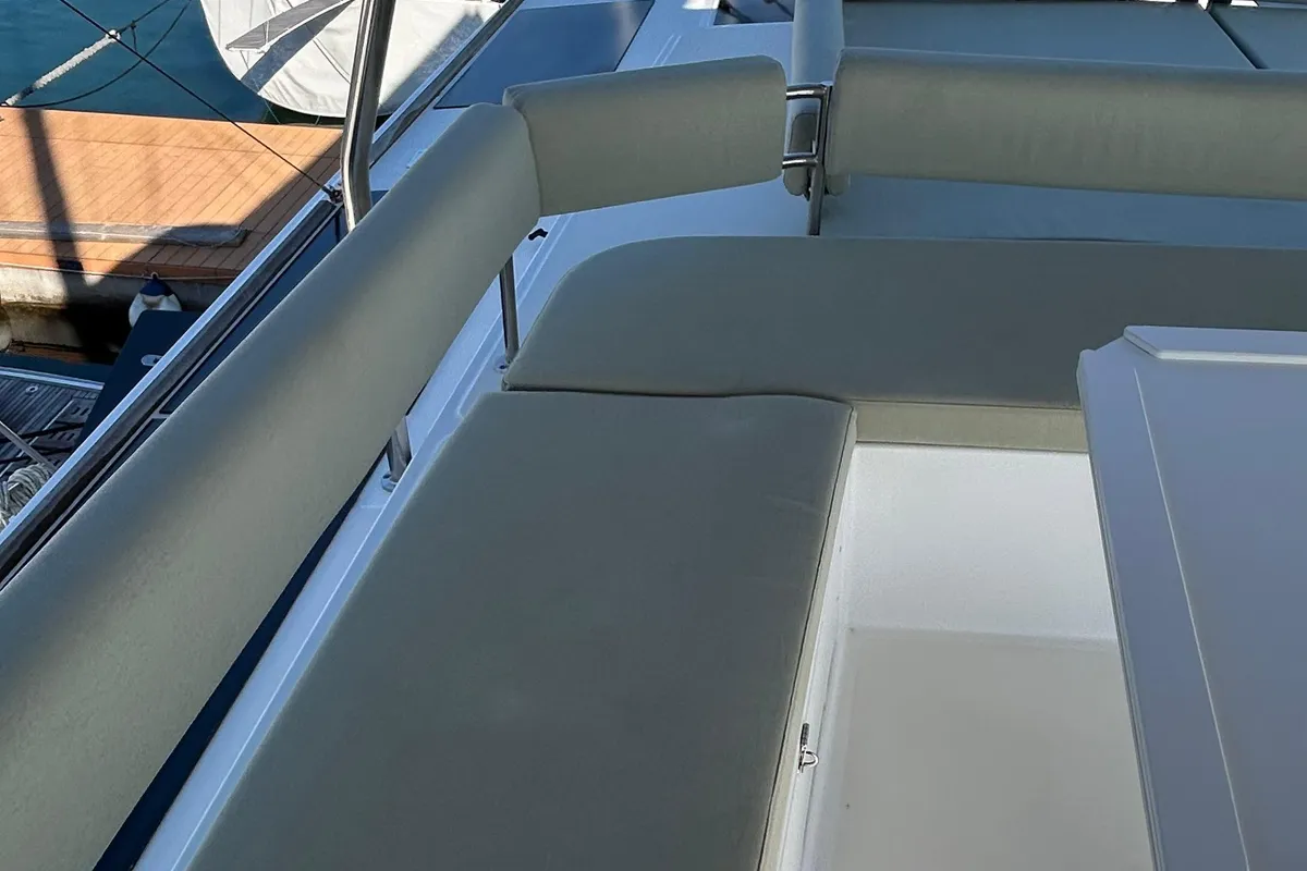 Deck of Italy, a Bali 5.4 catamaran at Capo d'Orlando, Italy