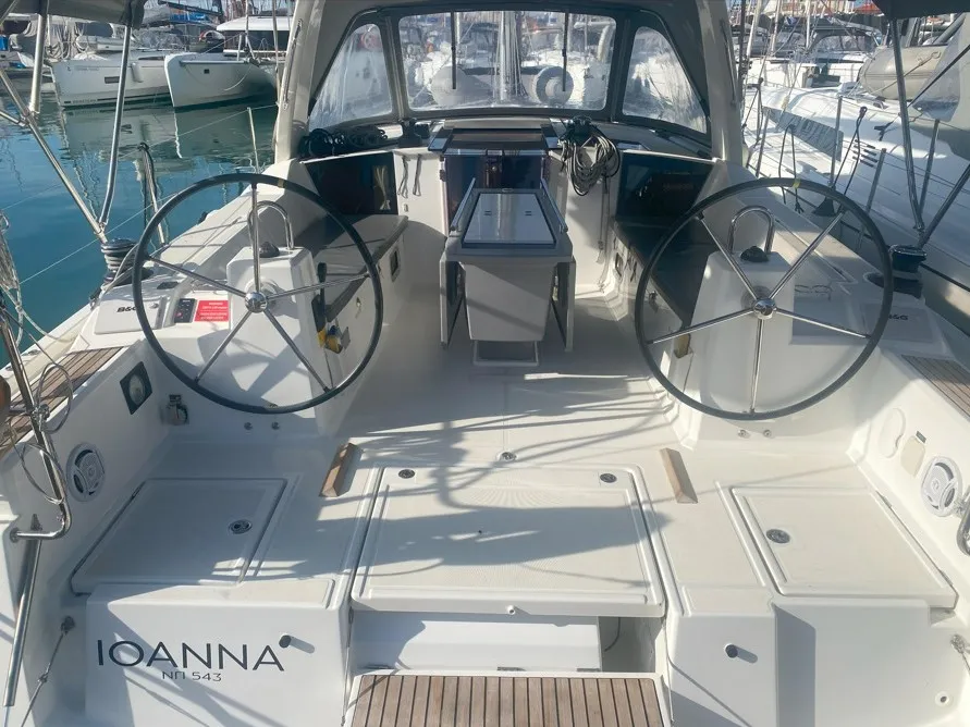 Cockpit of Ioanna, a Beneteau Oceanis 41.1 sailboat at Municipal Unit of Lefkada, Greece