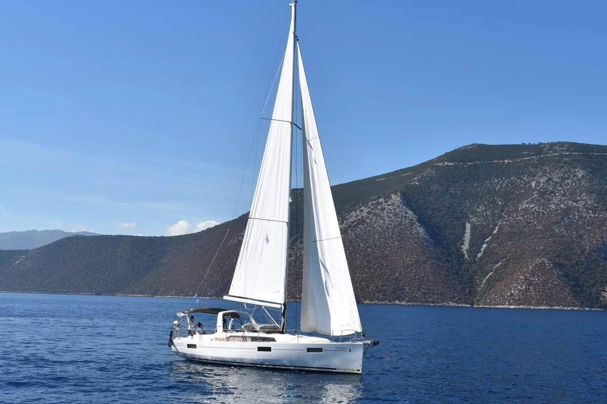 Exterior view of Ioanna, a Beneteau Oceanis 41.1 sailboat at Municipal Unit of Lefkada, Greece