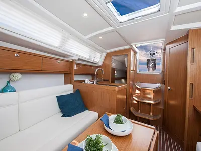 Salon of Bella, a Bavaria Cruiser 33 sailboat at Lelystad, Netherlands
