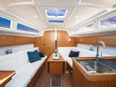 Salon of Bella, a Bavaria Cruiser 33 sailboat at Lelystad, Netherlands