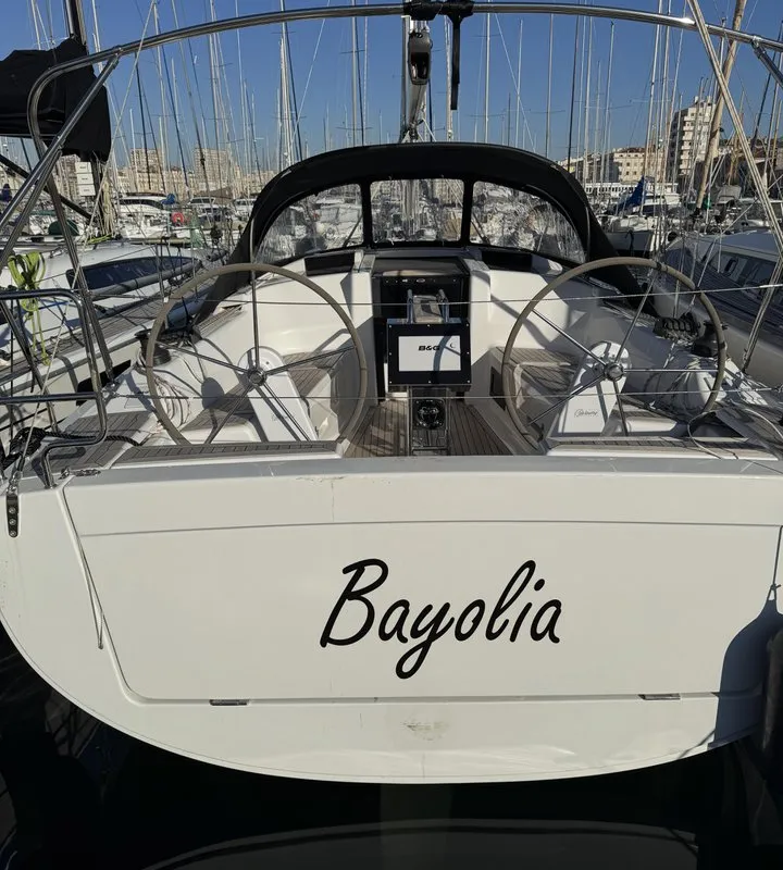 Cockpit of Bayolia, a Hanse 348 sailboat at Marseille, France