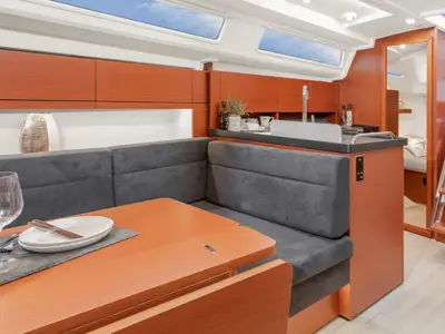 Salon of Bayolia, a Hanse 348 sailboat at Marseille, France
