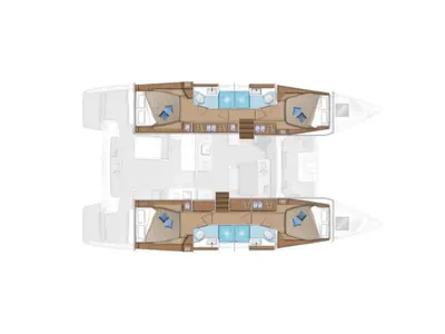 Floor plan of ELLA, a Lagoon 46 catamaran at Sant Antoni de Portmany, Spain