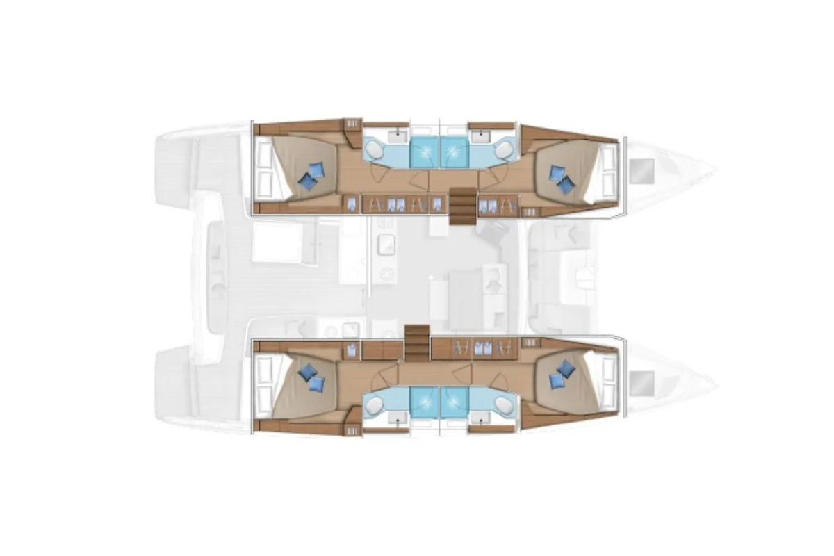 Floor plan of ELLA, a Lagoon 46 catamaran at Sant Antoni de Portmany, Spain