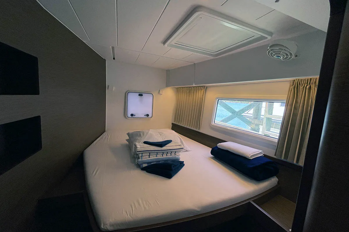 Cabin on Hathor, a Lagoon 42 catamaran at Athens, Greece