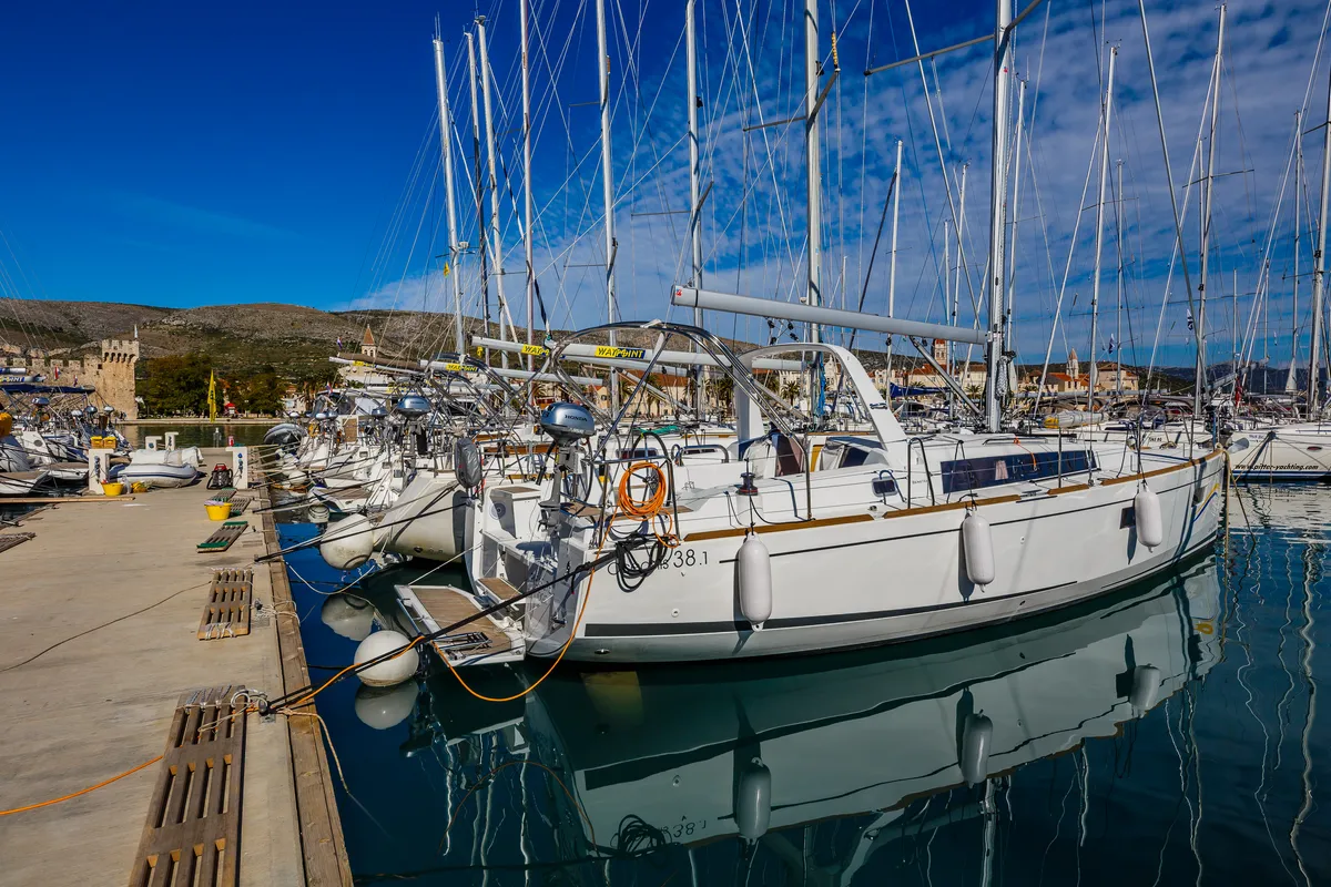 Exterior view of Pleasure, a Beneteau Oceanis 38.1 sailboat at Split, Croatia