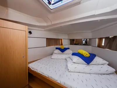 Cabin on Pleasure, a Beneteau Oceanis 38.1 sailboat at Split, Croatia