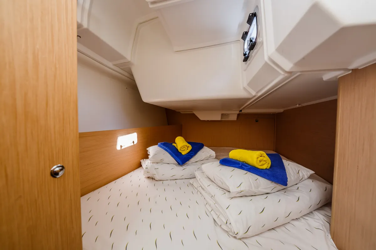 Cabin on Pleasure, a Beneteau Oceanis 38.1 sailboat at Split, Croatia