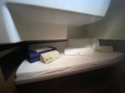 Cabin on Coraline, a Lagoon 50 catamaran at Tonnarella, Italy