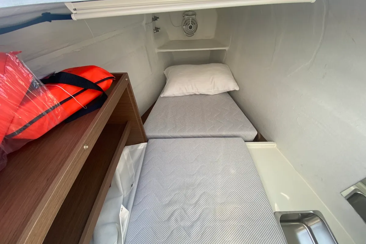 Cabin on Coraline, a Lagoon 50 catamaran at Tonnarella, Italy