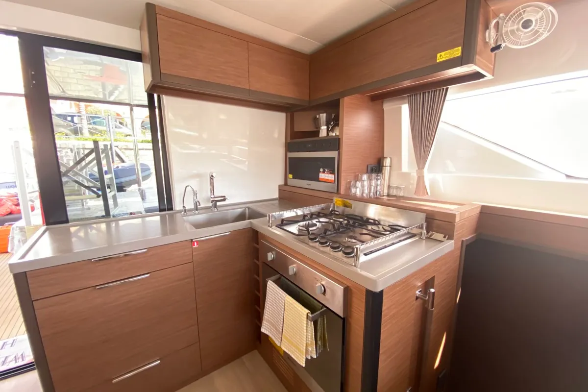 Galley of Coraline, a Lagoon 50 catamaran at Tonnarella, Italy
