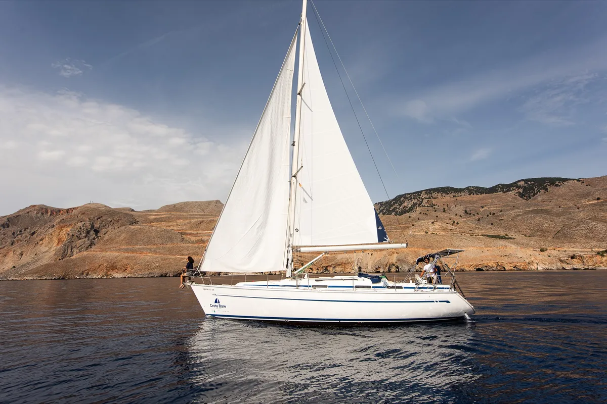Exterior view of Sfakia, a Bavaria 41 sailboat at Hora Sfakion, Greece