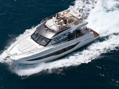 Mr. 77, a Prestige F4.3 motorboat at Seget Donji, Croatia
