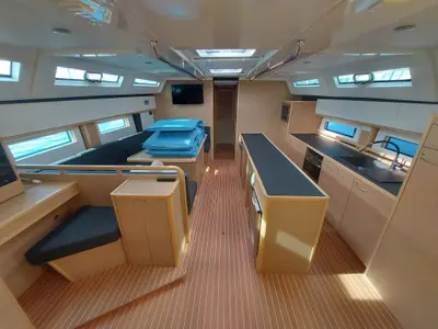 Salon of SarStef, a D&D Kufner 50 sailboat at Grad Trogir, Croatia