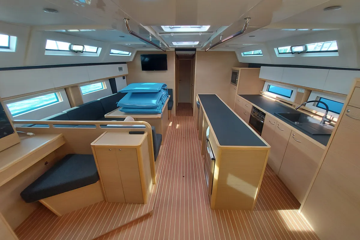 Salon of SarStef, a D&D Kufner 50 sailboat at Grad Trogir, Croatia