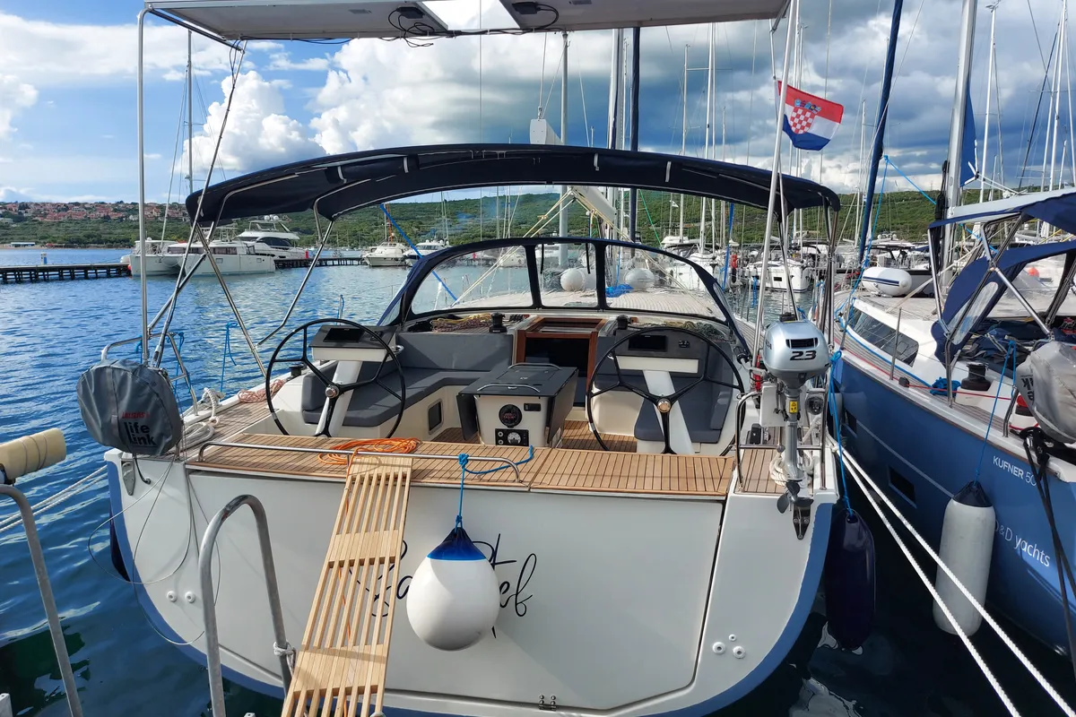 Exterior view of SarStef, a D&D Kufner 50 sailboat at Grad Trogir, Croatia