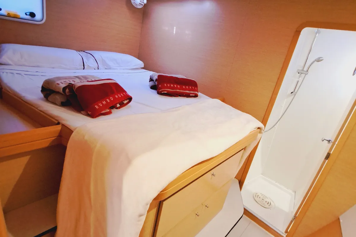 Cabin on THE MOB, a Lagoon 421 catamaran at Sant Antoni de Portmany, Spain