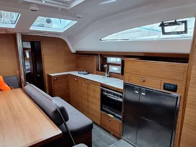 Galley of Zeba, a Elan Impression 45.1 sailboat at Grad Šibenik, Croatia