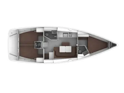 Floor plan of Miber Rhea, a Bavaria Cruiser 41 sailboat at Fethiye, Turkey