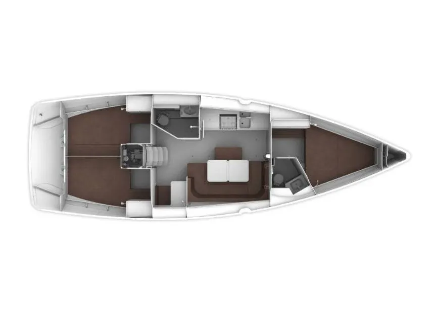 Floor plan of Miber Rhea, a Bavaria Cruiser 41 sailboat at Fethiye, Turkey