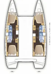 Exterior view of Day Dream, a Lagoon 42 catamaran at Fethiye, Turkey