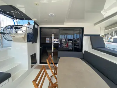 Deck of Day Dream, a Lagoon 42 catamaran at Fethiye, Turkey