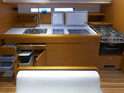 Galley of Sunsail 47 Premium Plus, a Jeanneau Sun Odyssey 469 sailboat at Road Town, British Virgin Islands