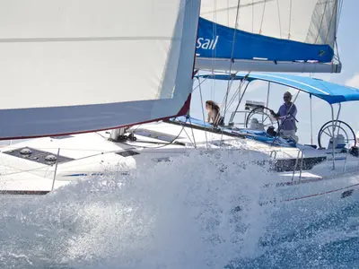 Deck of Sunsail 47 Premium Plus, a Jeanneau Sun Odyssey 469 sailboat at Road Town, British Virgin Islands