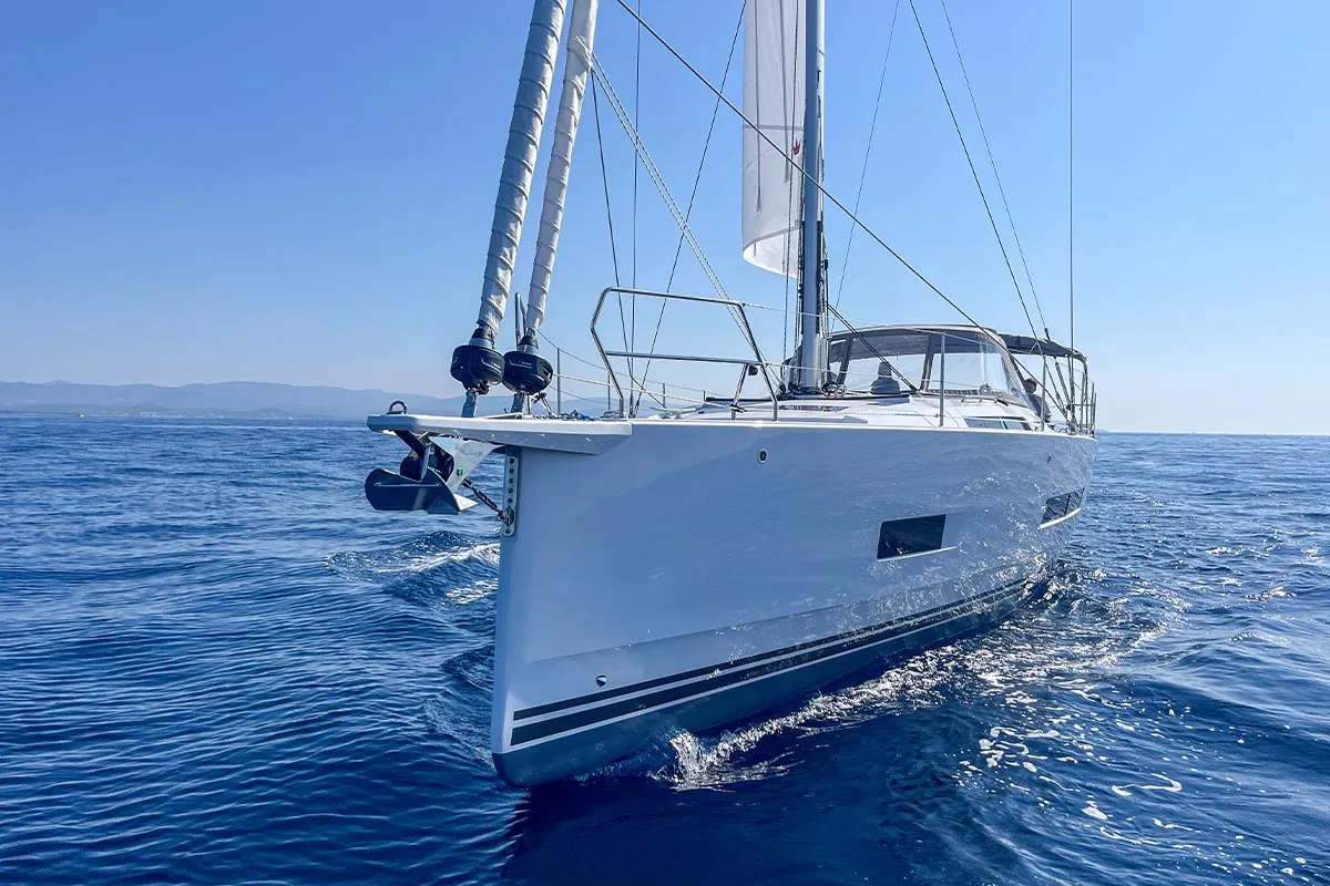 Exterior view of Astan, a Hanse 460 sailboat at Plan-d'Aups-Sainte-Baume, France