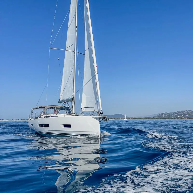 Exterior view of Astan, a Hanse 460 sailboat at Plan-d'Aups-Sainte-Baume, France