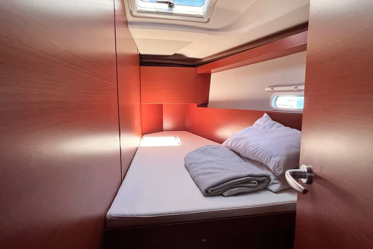 Cabin on Bellatrix, a Hanse 458 sailboat at Thessaloniki, Greece