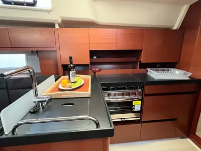 Galley of Bellatrix, a Hanse 458 sailboat at Thessaloniki, Greece