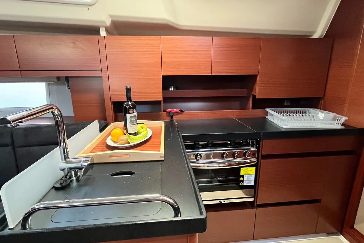 Galley of Bellatrix, a Hanse 458 sailboat at Thessaloniki, Greece