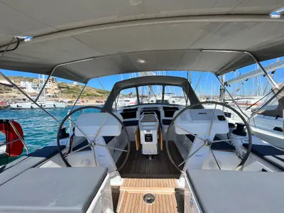 Cockpit of Bellatrix, a Hanse 458 sailboat at Thessaloniki, Greece