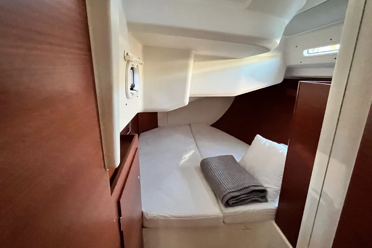 Cabin on Bellatrix, a Hanse 458 sailboat at Thessaloniki, Greece