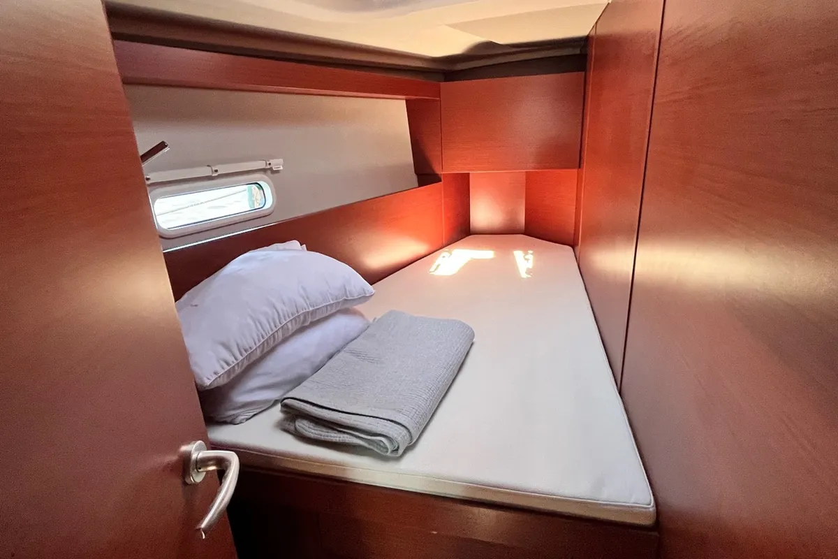 Cabin on Bellatrix, a Hanse 458 sailboat at Thessaloniki, Greece
