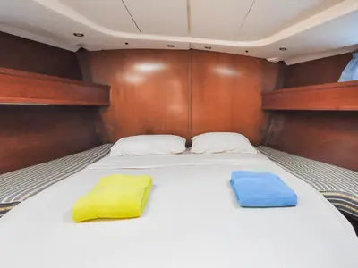 Cabin on Windward Spirit, a Jeanneau Sun Odyssey 54DS sailboat at Ribishi, Saint Vincent and the Grenadines