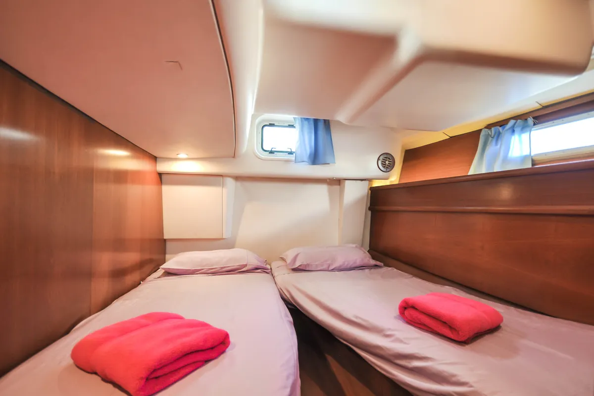 Cabin on Windward Spirit, a Jeanneau Sun Odyssey 54DS sailboat at Ribishi, Saint Vincent and the Grenadines