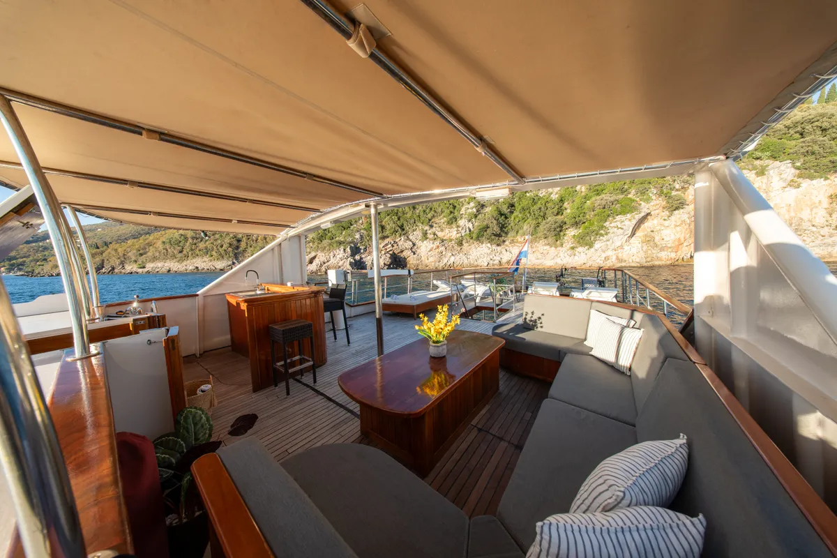 Deck of Korab, a Motoryacht motor yacht at Split, Croatia