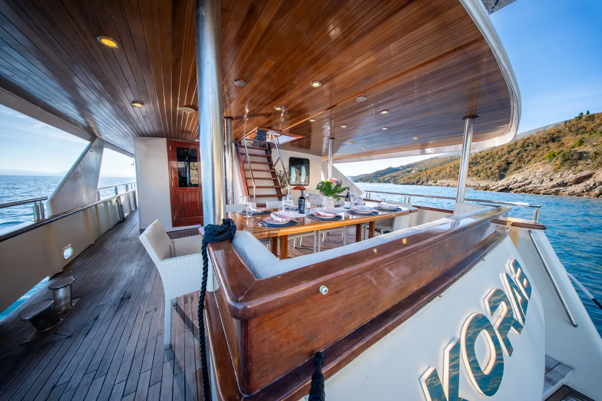 Deck of Korab, a Motoryacht motor yacht at Split, Croatia