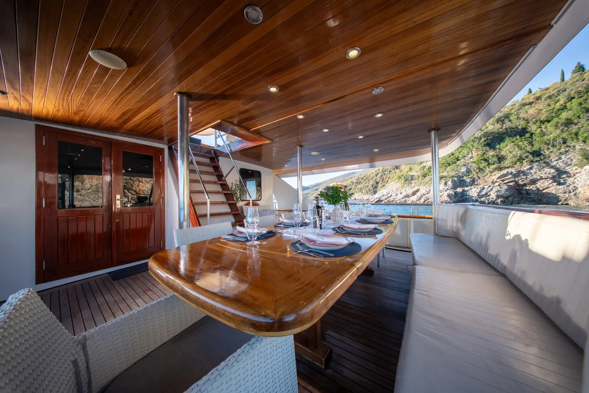 Deck of Korab, a Motoryacht motor yacht at Split, Croatia