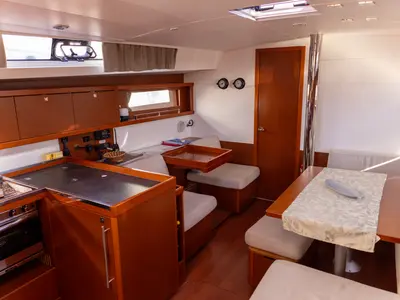 Salon of AVALON, a Beneteau Oceanis 45 sailboat at Port de Pollença, Spain