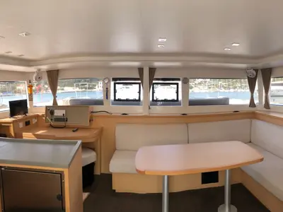 Salon of Aristofanis, a Lagoon 450 F catamaran at Municipal Unit of Lefkada, Greece