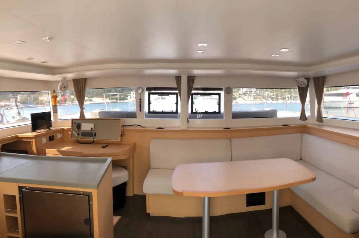 Salon of Aristofanis, a Lagoon 450 F catamaran at Municipal Unit of Lefkada, Greece