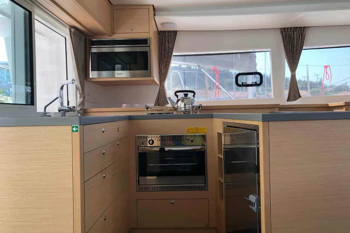 Galley of Aristofanis, a Lagoon 450 F catamaran at Municipal Unit of Lefkada, Greece