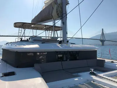 Deck of Aristofanis, a Lagoon 450 F catamaran at Municipal Unit of Lefkada, Greece