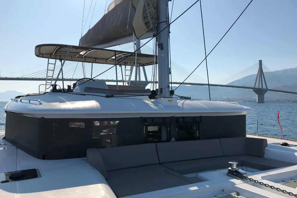 Deck of Aristofanis, a Lagoon 450 F catamaran at Municipal Unit of Lefkada, Greece